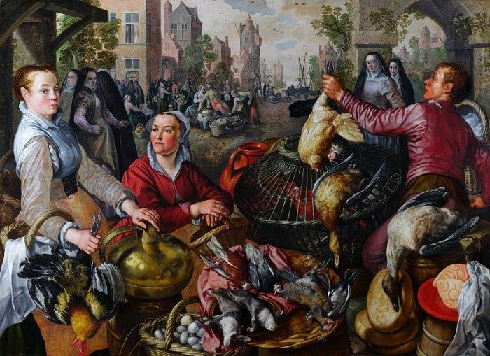   -  : .    [The Four Elements Air. A Poultry Market with the Prodigal Son in the Background] NG London. Beuckelaer 