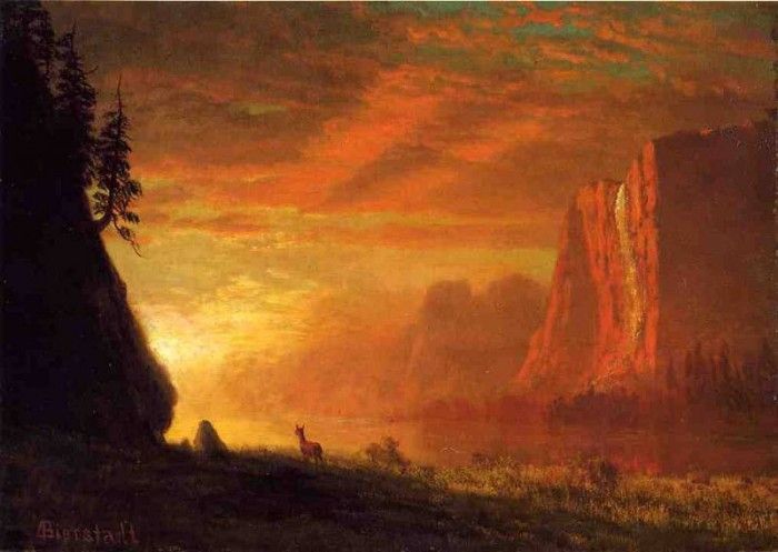 Bierstadt Albert Deer at Sunset. , 