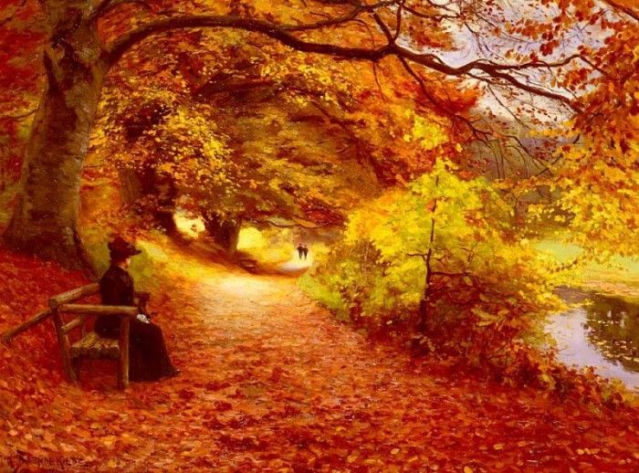 Brendekilde Hans Anderson A Wooded Path In Autumn. Brendekilde  