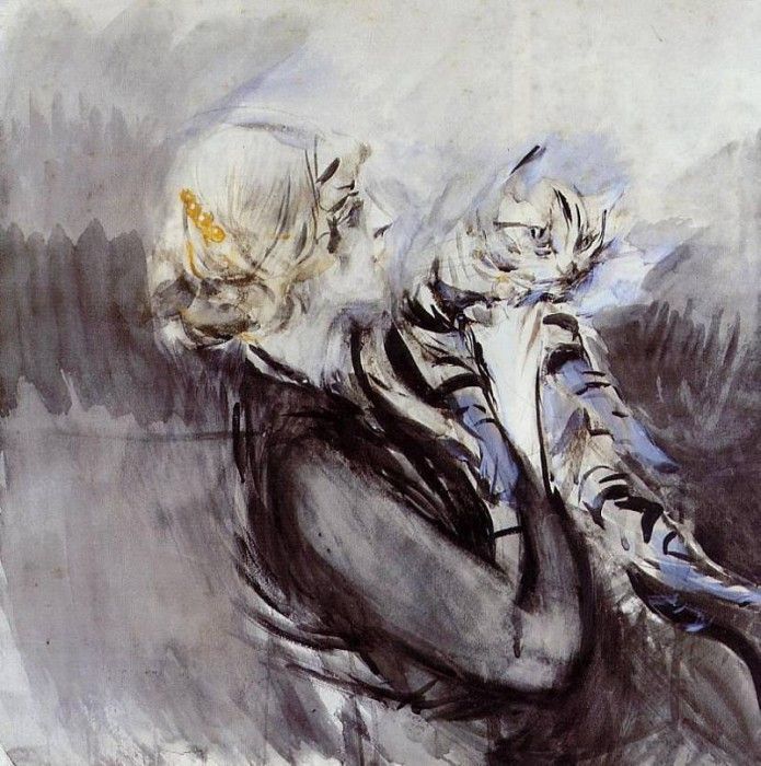 A Lady with a Cat. Boldini, 