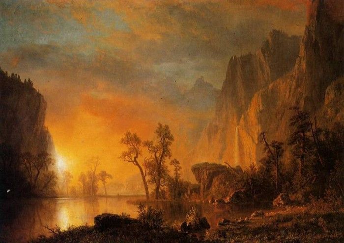 Bierstadt Albert Sunset in the Rockies. , 