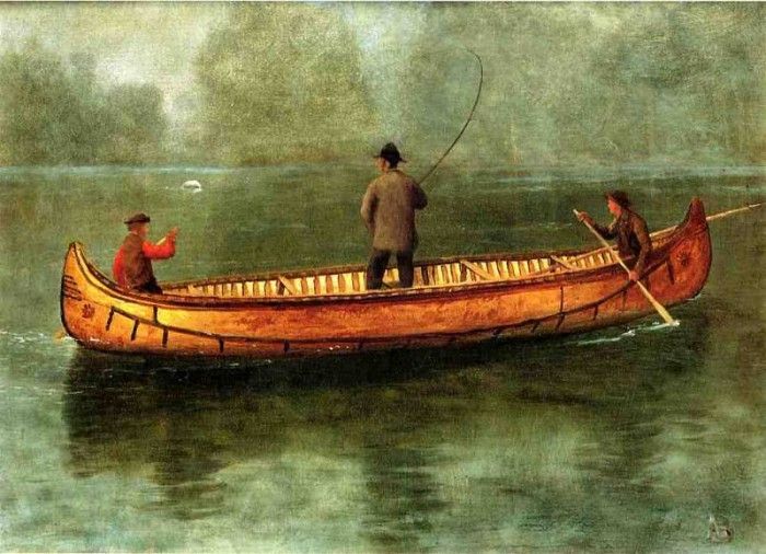 Bierstadt Albert Fishing from a Canoe. , 
