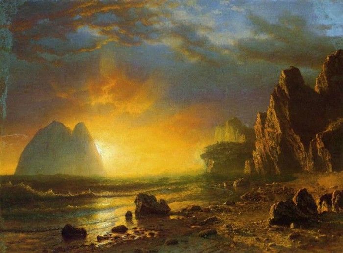 Bierstadt Albert Sunset on the Coast. , 
