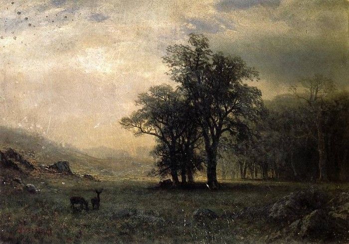 Bierstadt Albert Deer in a Landscape. , 
