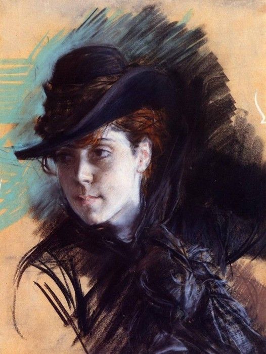 Girl in a Black Hat 1890. Boldini, 