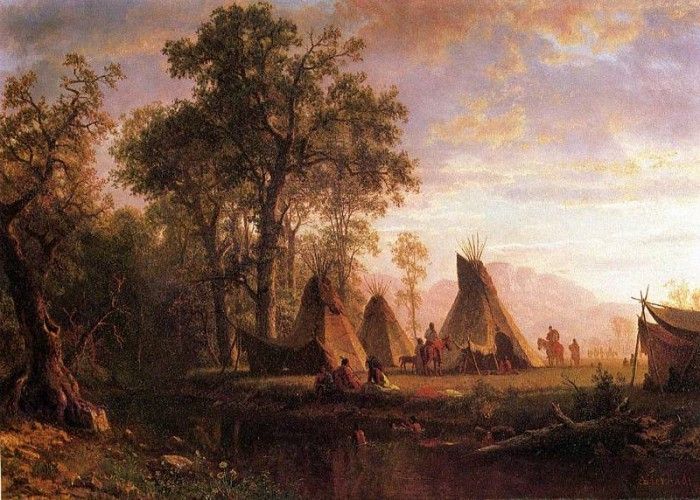 Bierstadt Albert Indian Encampment Late Afternoon. , 