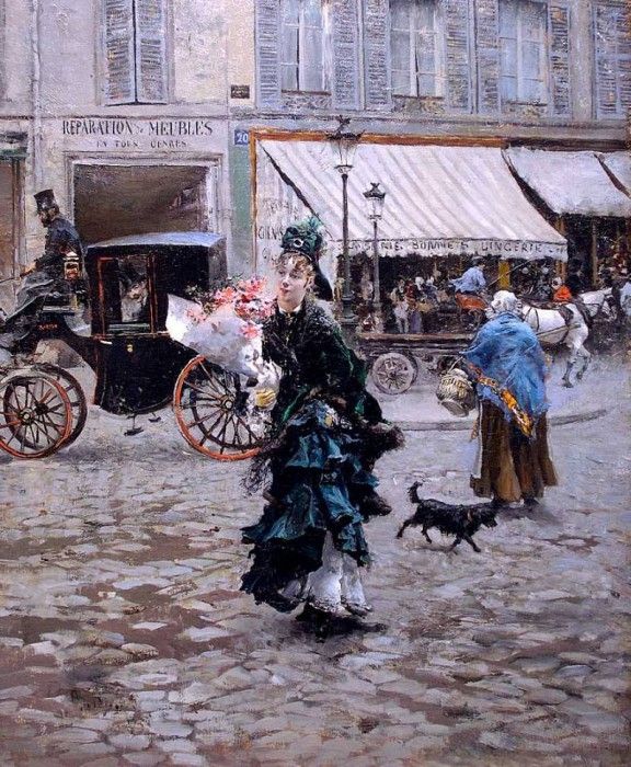 Crossing the Street 1875. Boldini, 