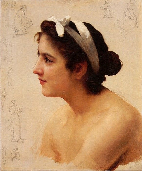 Bouguereau William Etude d-une femme pour Offrande a l- Amour. ,  
