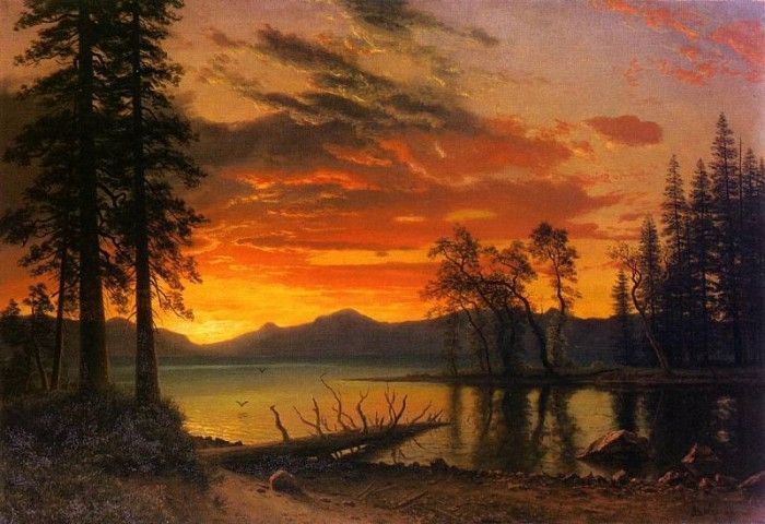 Bierstadt Albert Sunset over the River. , 