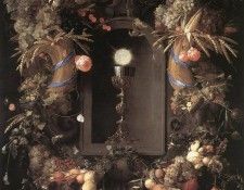HEEM Jan Davidsz de Eucharist In Fruit Wreath. ,   
