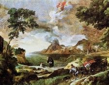 Dughet caspard Landscape with St Augustine and the Mystery Sun. , Caspard