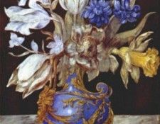 robert bouquet of flowers in blue vase c1660-80. ������