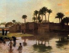 Gerome Jean Leon Bathers by the Edge of a River. , -