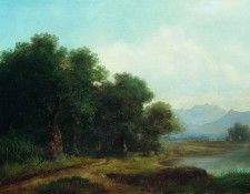 Озеро в горной долине. 1864. Каменев Лев (1833-1886)