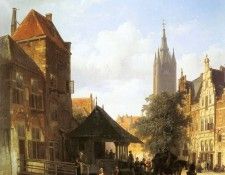 Springer Cornelis Figures In A Street In Delft. Springer, 
