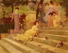 Artigue Albert Emile Girls On A Terrace. Artigue,  