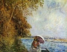 Sisley Alfred On the boat near Veneux Sun. , 