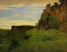 Corot Civita Castelland Buildings High in the Rocks aka La Porta San Salvatore. ����, ���-������-������