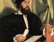 Holbien the Younger Unknown Gentleman with Music Books and Lute.   