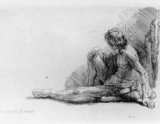 Nude Man Seated on the Ground with One Leg Extended WGA. ,  