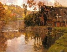 Thaulow Frits Cottage By A Stream. Thaulow 
