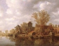 Goyen Jan van Village at the River. ������, �� ���