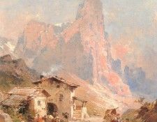 Figures in A Village in the Dolomites. ,  