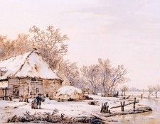 Strij van Jacob Winterlandscape with farm Sun . Strij, Абрахама ван