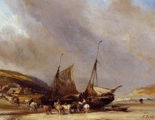 Isabey Riders on the Beach with Ship. ,   