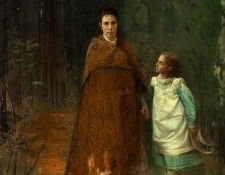 Kramskoi In the Park. Portrait of the Artist-s Wife and Daughter. ,  