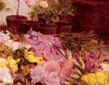 Sottocornola Giovanni Still Life Flower Pots And Cut Flowers. Sottocornola, 