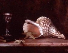 Still Life with Conch Shell Starfish and a Glass of Wine. Hyde, 
