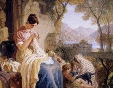 Cristall Joshua Scottish peasant girl embroiding Sun. , 