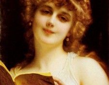 Piot Adolphe A Blonde Beauty Holding A Book. ,  