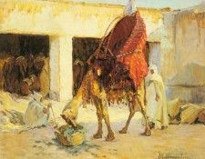 Nivoulies Marie Arabs And Camels In A Courtyard. Nivoulies, 