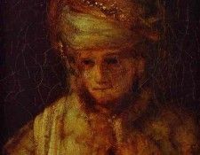 Rembrandt - Assuerus. Detail of Assuerus, Haman and Esther.    