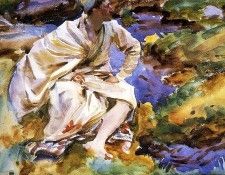 Sargent John Singer A Man Seated by a Stream Val d-Aosta Purtud. ,  
