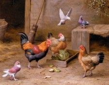 Hunt Edgar Chickens In A Farmyard. , 