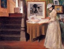 Chase William Merritt Interior Young Woman at a Table. ,  
