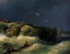 Koekkoek Jan Shipwreck for the coast detail 1 Sun. Koekkoek, ��