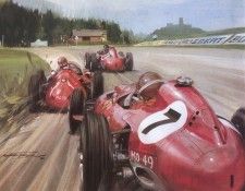 Cma 037 1957 german gp mike hawthorn in the leading ferrari.  