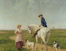 Milkmaid talking to a Cavalier. , 