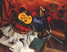 kuprin still life with gourd vase and brushes 1917. 