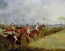 A Steeplechase - Taking a Hedge and Ditch. ,  