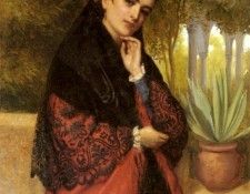 Burgess John Bagnold A Spanish Beauty In A Red And Black Lace Shawl. ,  Bagnold