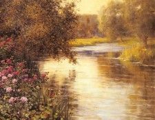 Knight Louis Aston Spring Blossoms Along A Meandering River. , Louis Aston