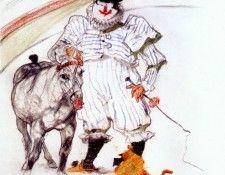 lautrec at the circus, horse and monkey dressage 1899. -,  