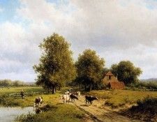 Vester Willem Summer landscape with cows Sun . , 