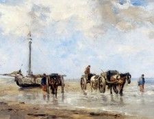 Scherrewitz Johan Frederik Cornelis Beachview with fishermen. Scherrewitz   
