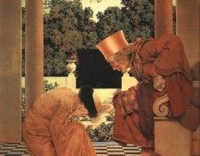 Parrish Maxfield Lady Ursula Kneeling before Pompdebile. , Maxfield